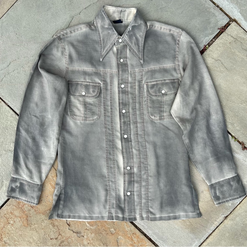 Vintage Hand Dyed Reworked 70s Western Snap Shirt